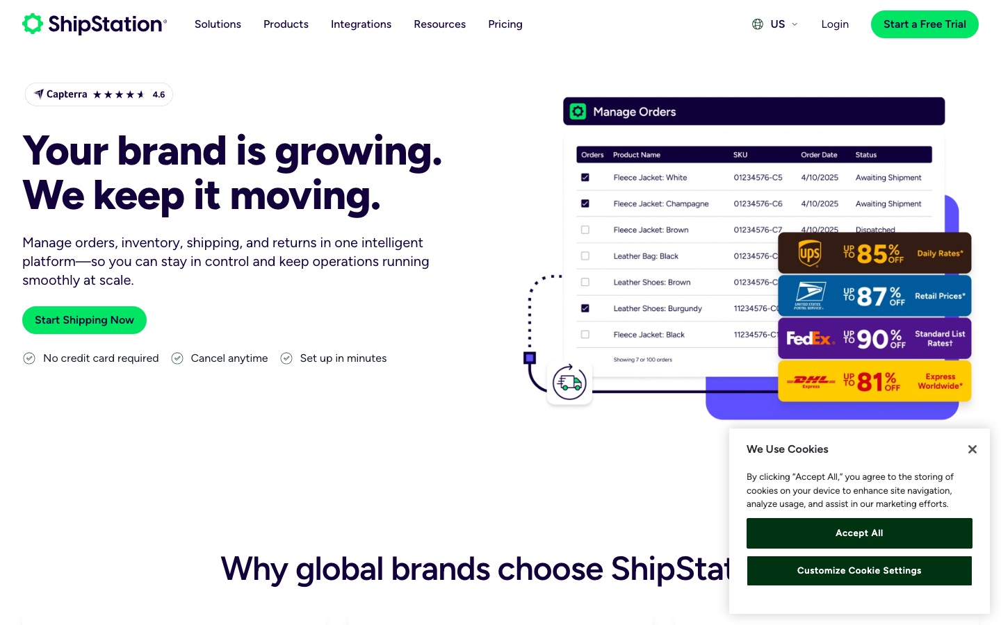ShipStation website shown while planning an ecommerce fulfillment workflow