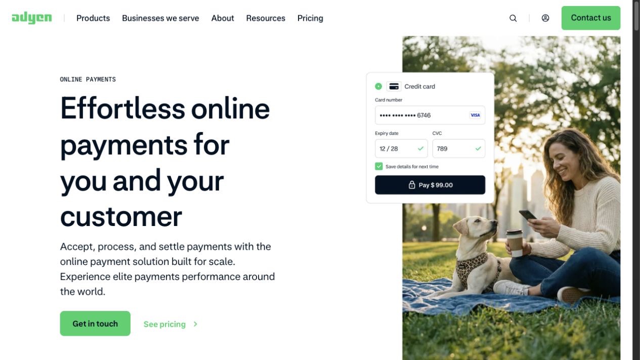 Adyen website screenshot