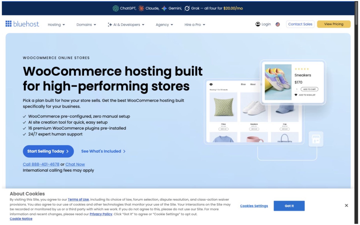 Bluehost website screenshot