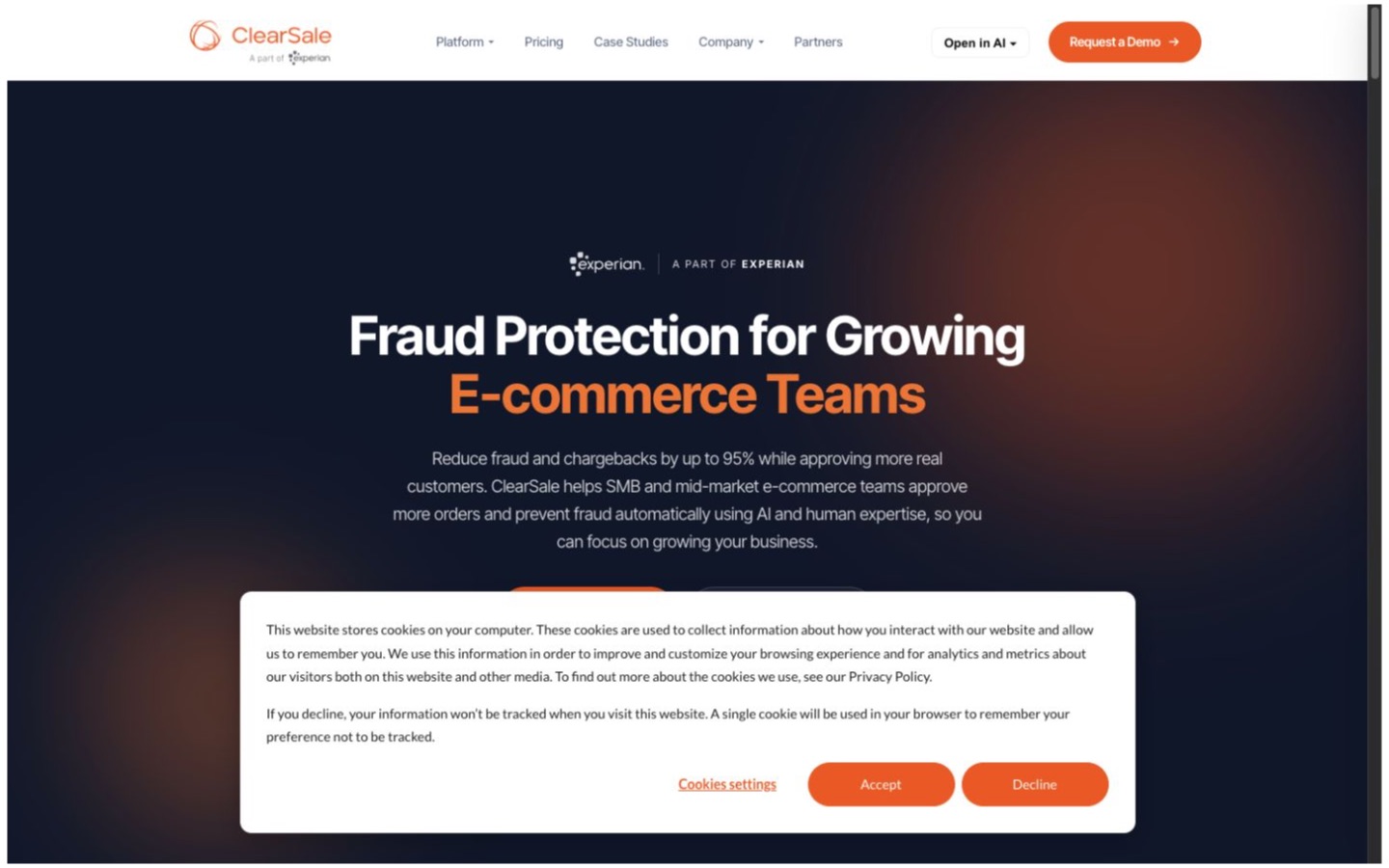 ClearSale website screenshot