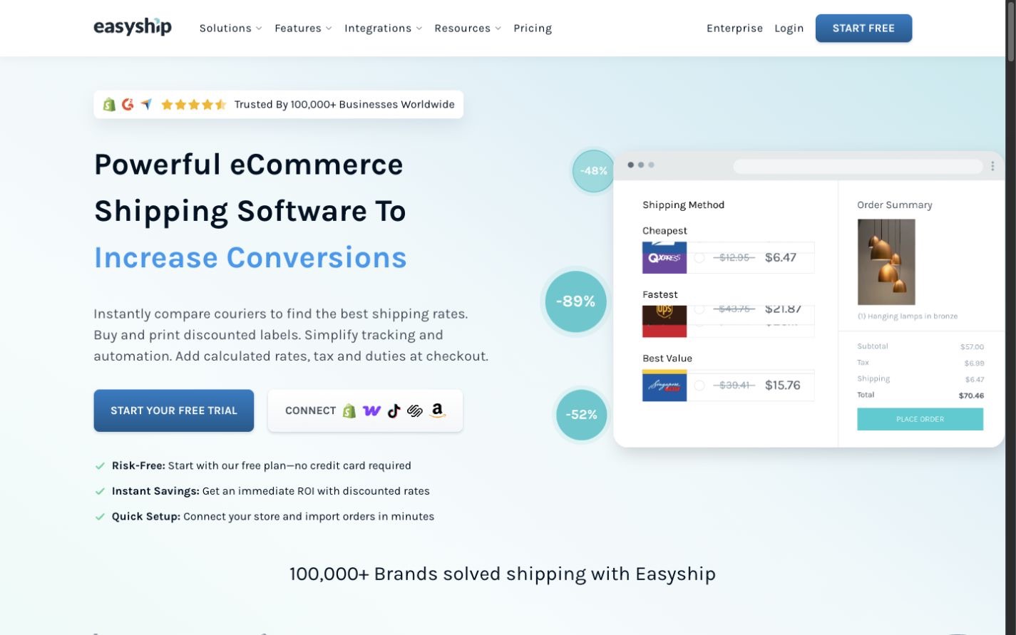 Easyship website screenshot