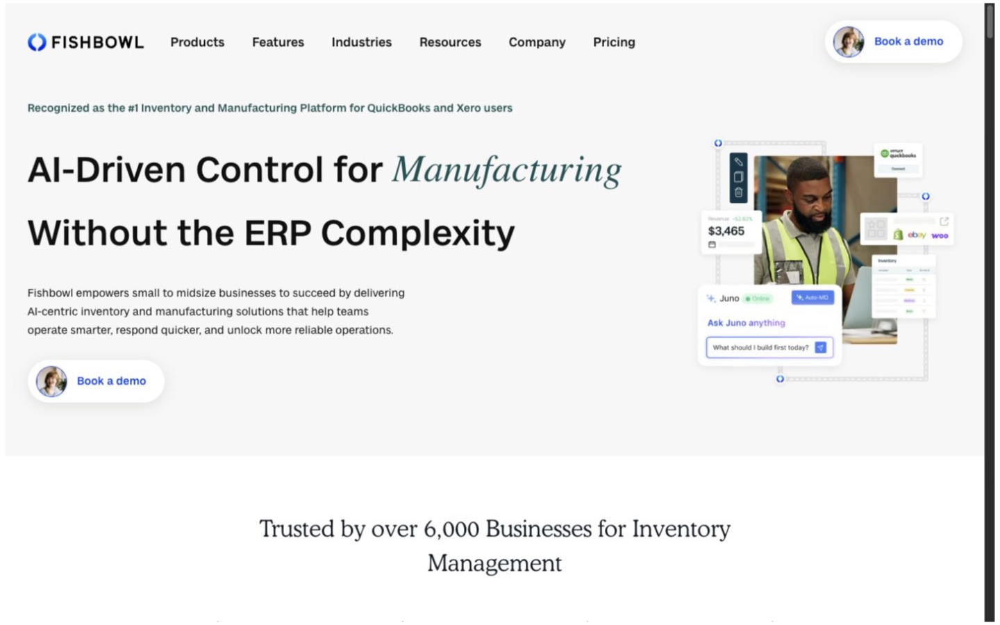 Fishbowl Inventory website screenshot