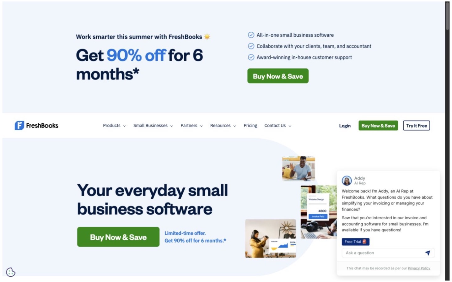 FreshBooks website screenshot