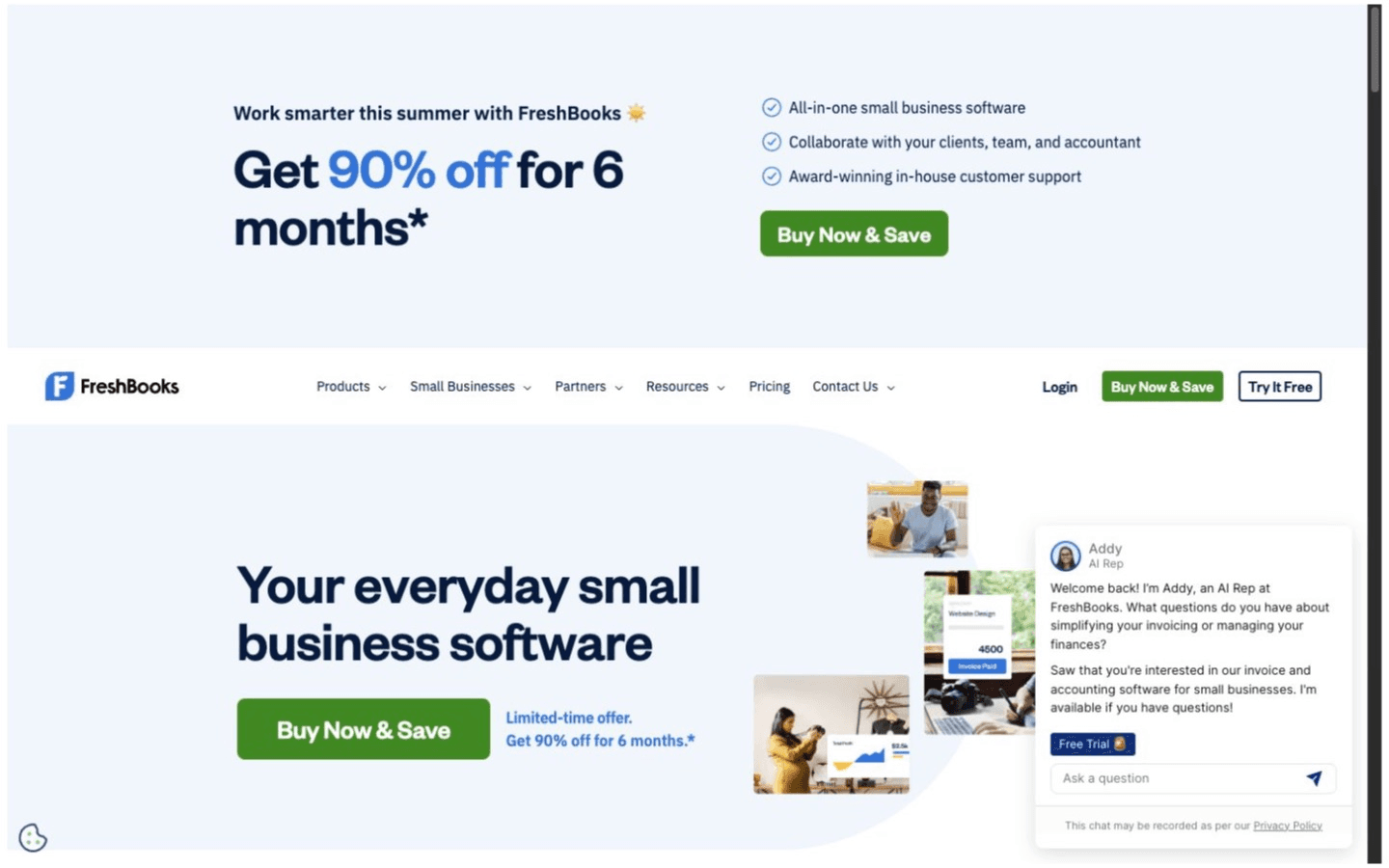 FreshBooks website screenshot