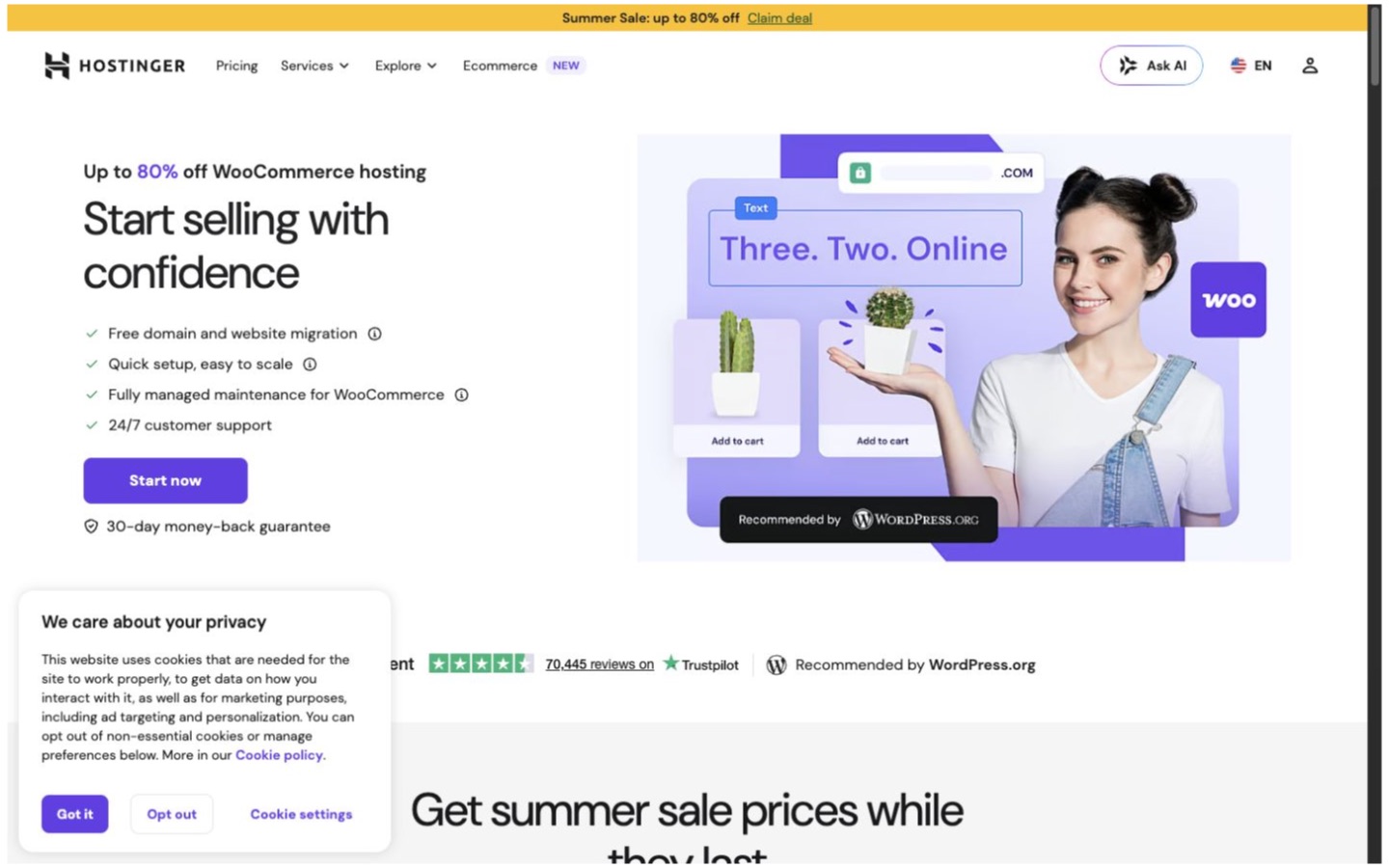 Hostinger website screenshot