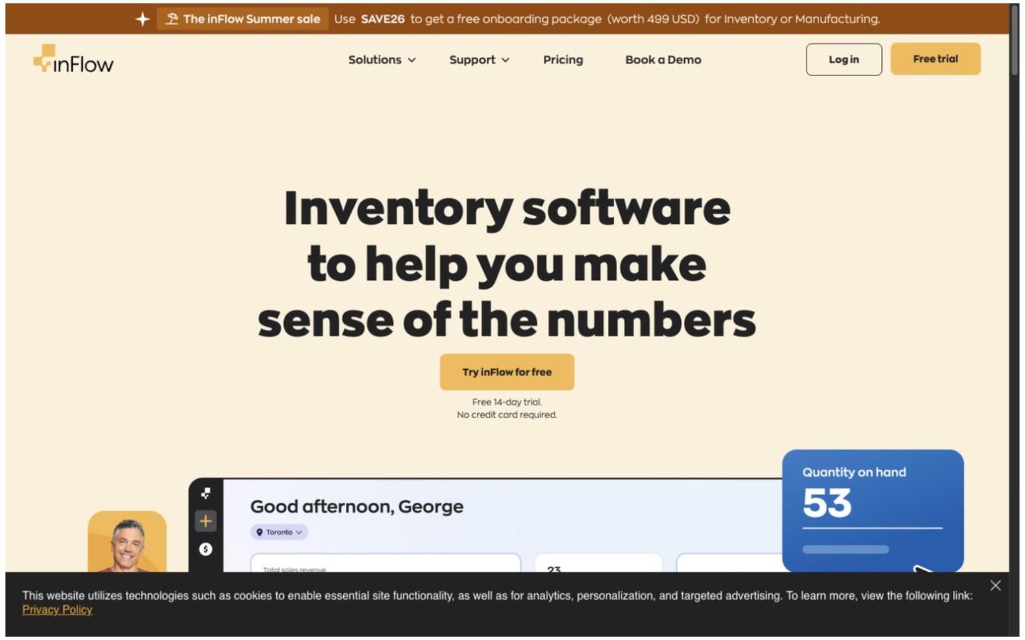 inFlow Inventory website screenshot