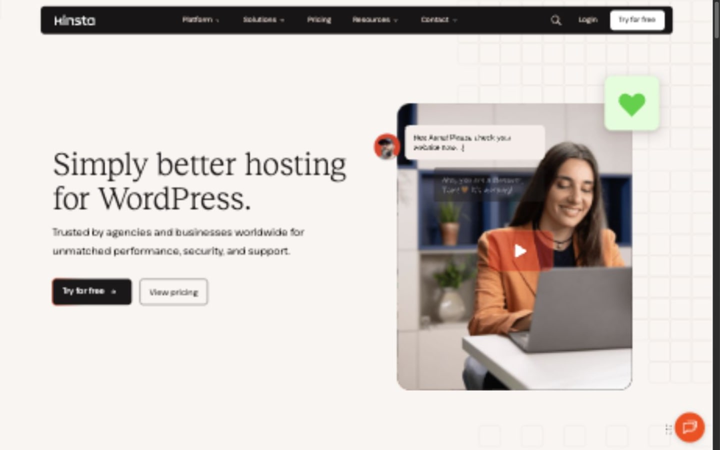 Kinsta website screenshot