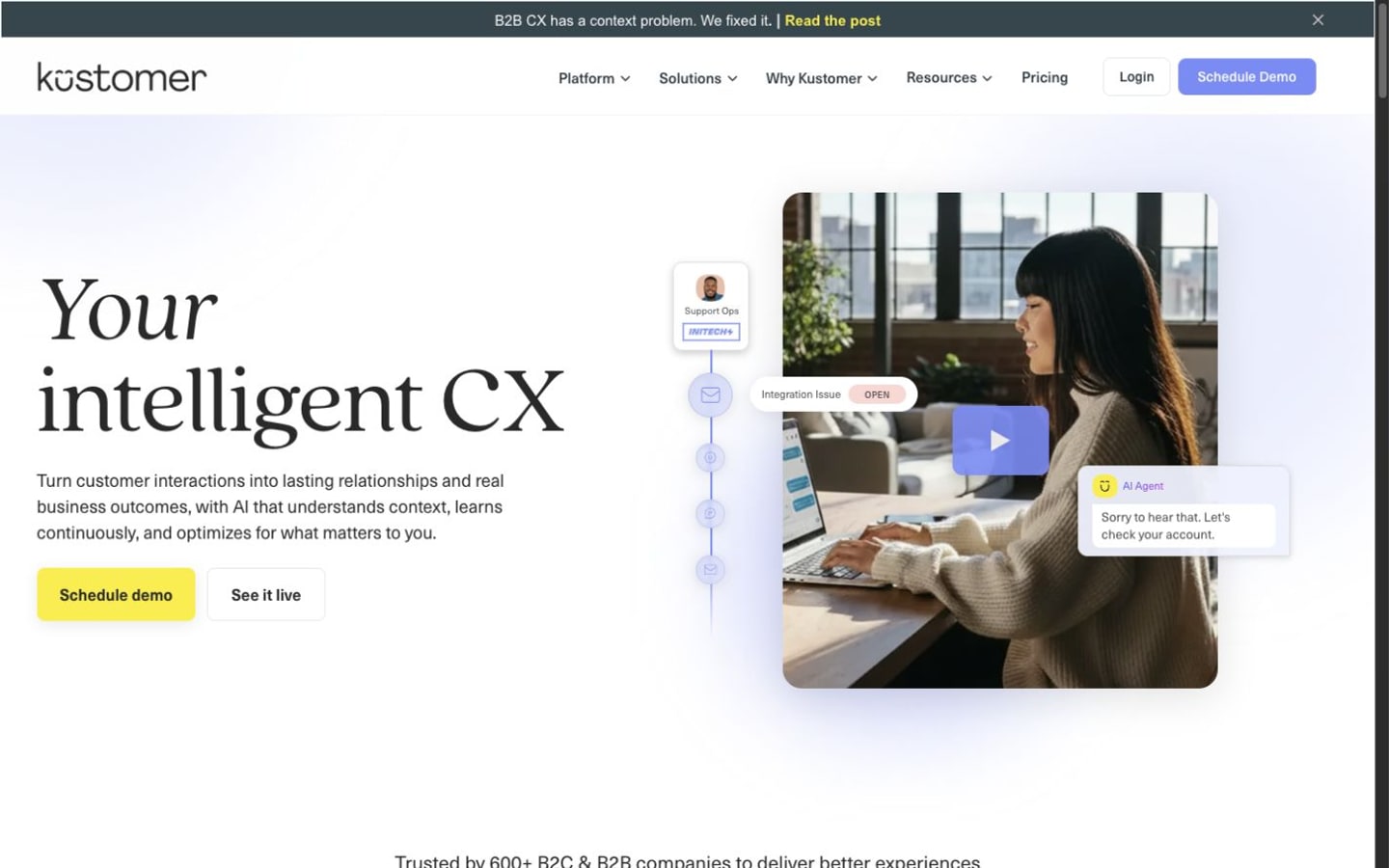 Kustomer website screenshot