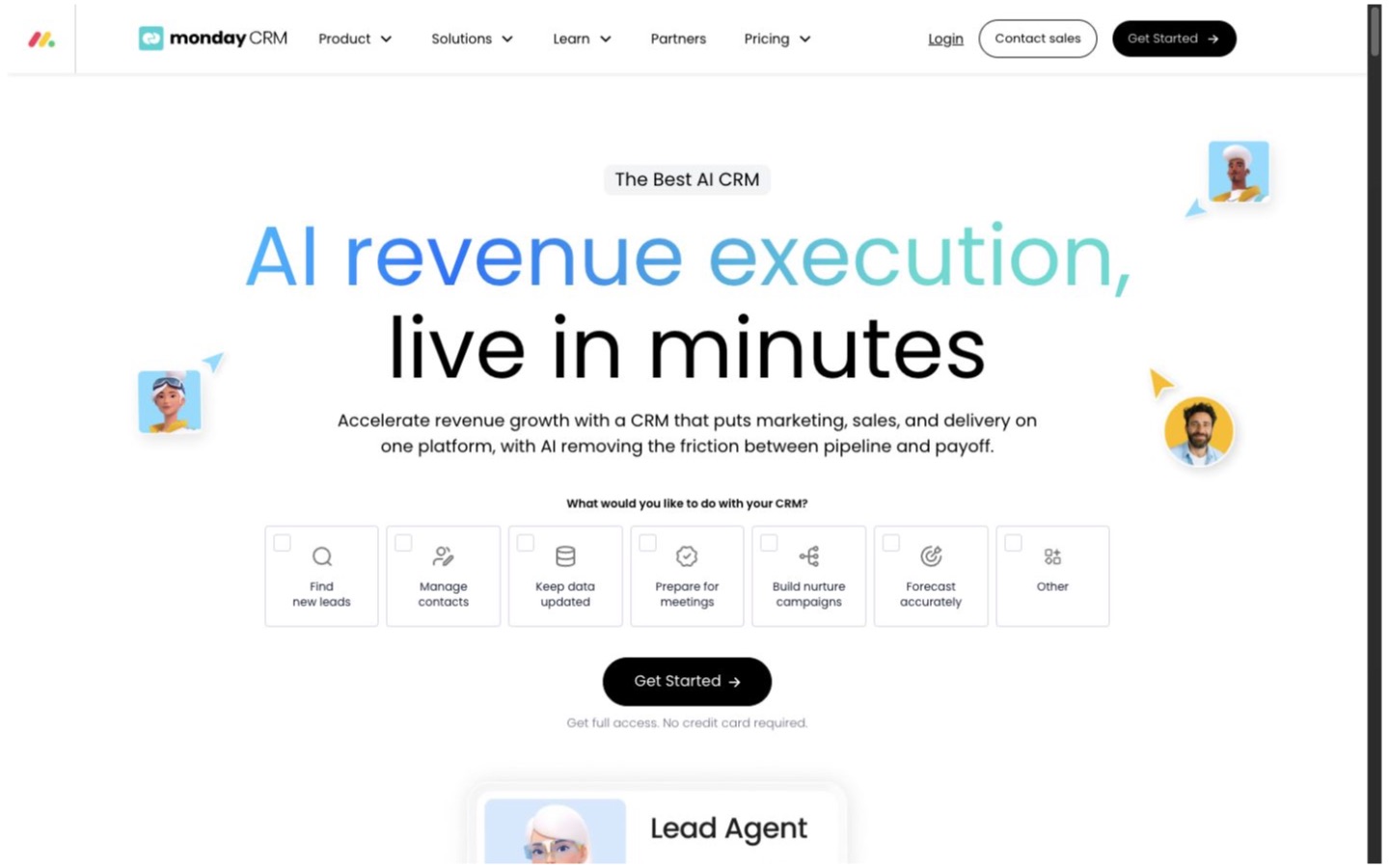 monday CRM website screenshot