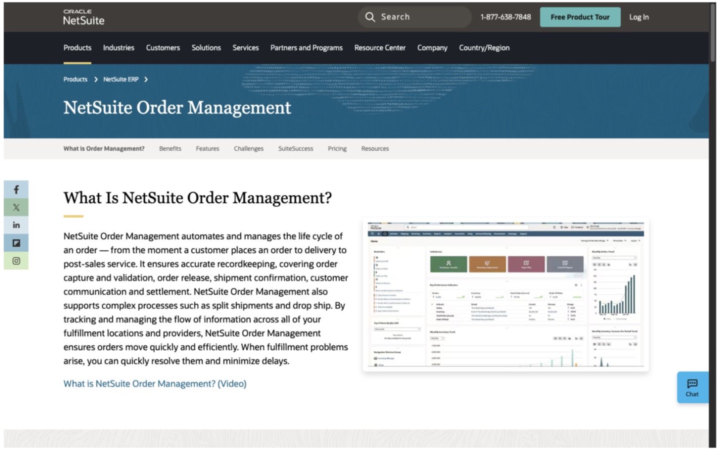 NetSuite Order Management website screenshot