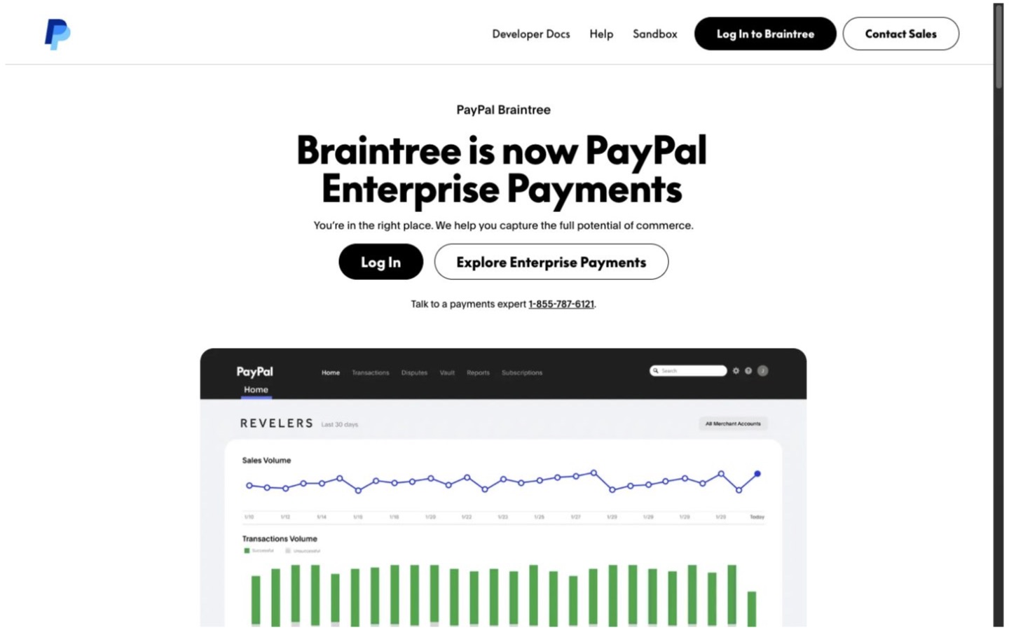 PayPal Braintree website screenshot