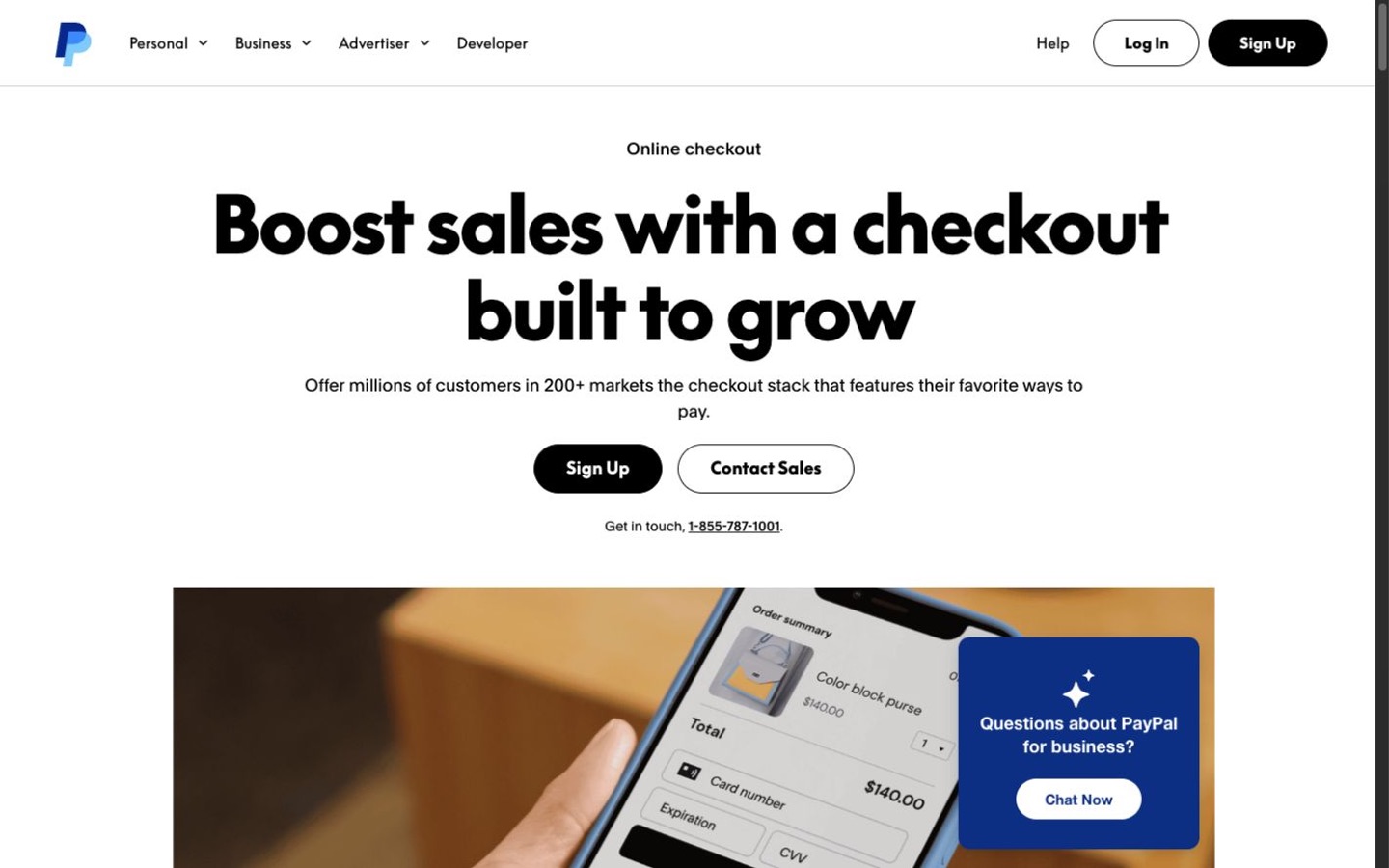PayPal Checkout website screenshot