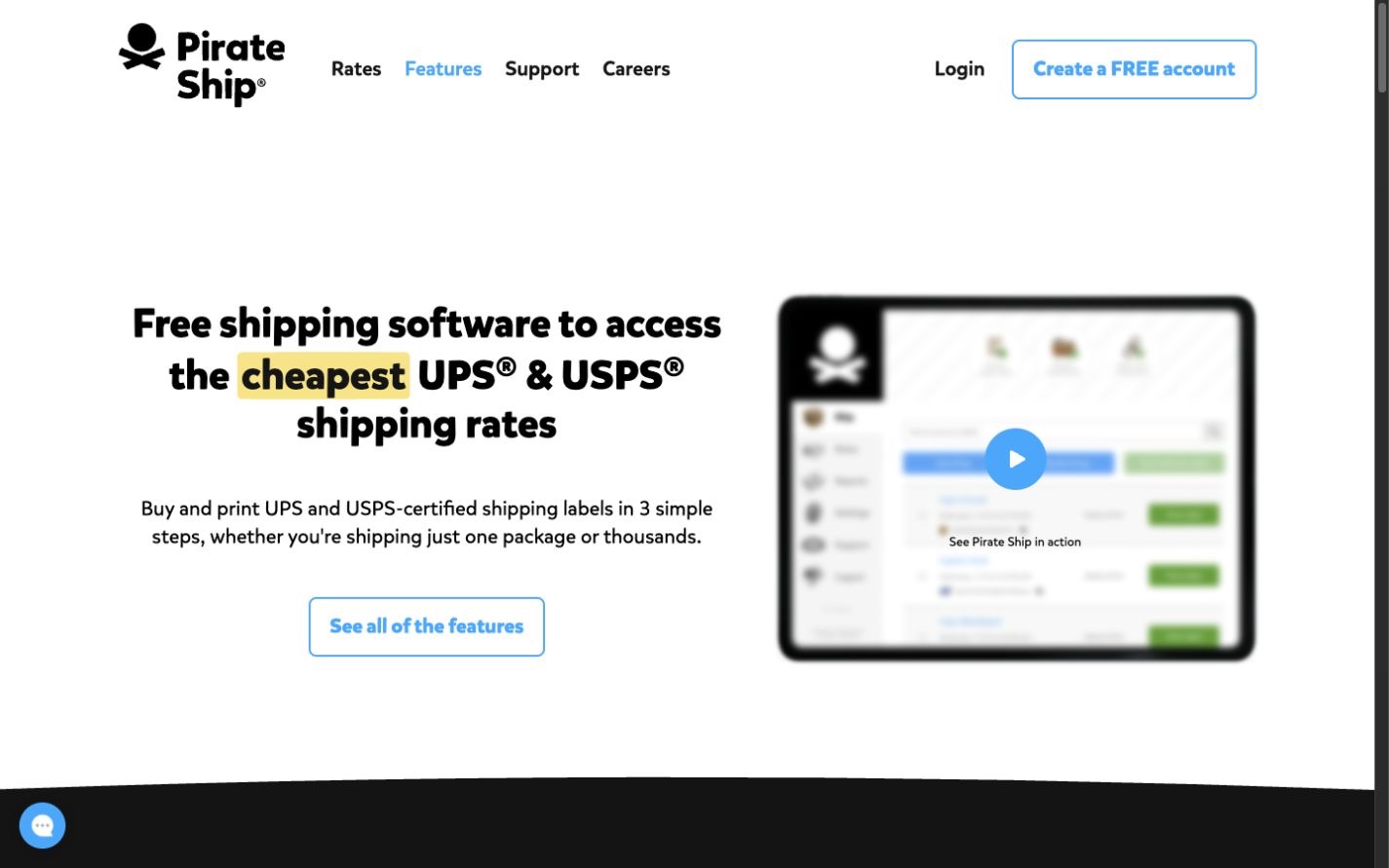 Pirate Ship website screenshot