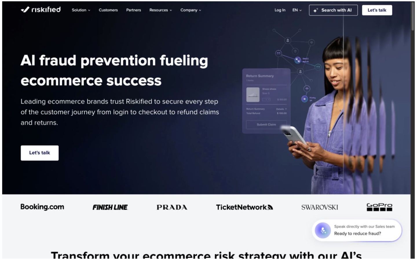 Riskified website screenshot