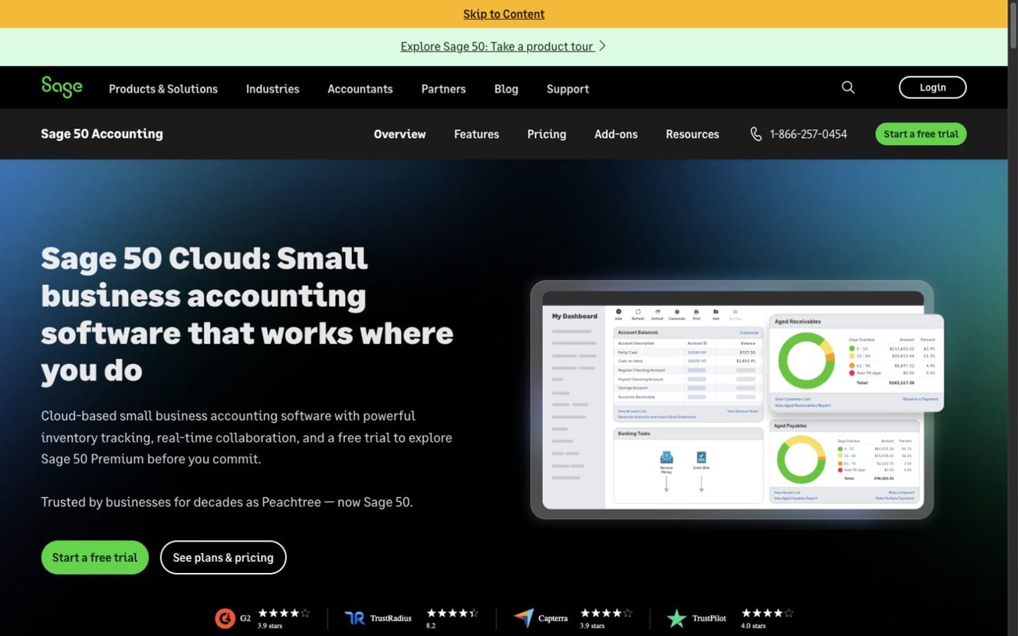 Sage 50 Accounting website screenshot
