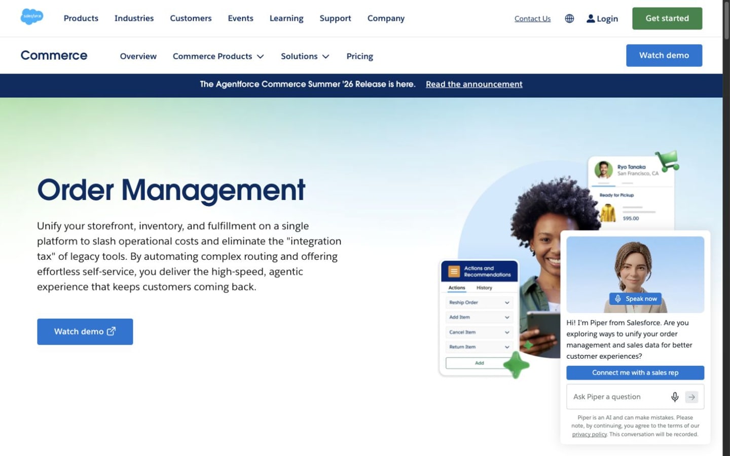 Salesforce Order Management website screenshot