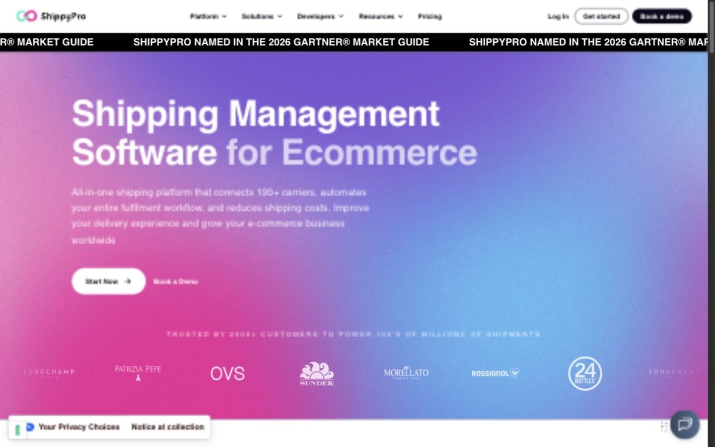 ShippyPro website screenshot