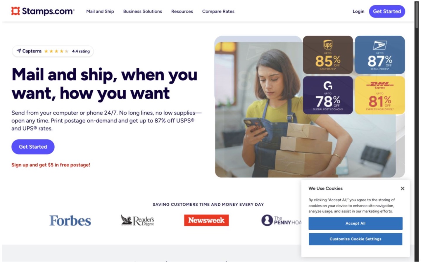 Stamps.com website screenshot