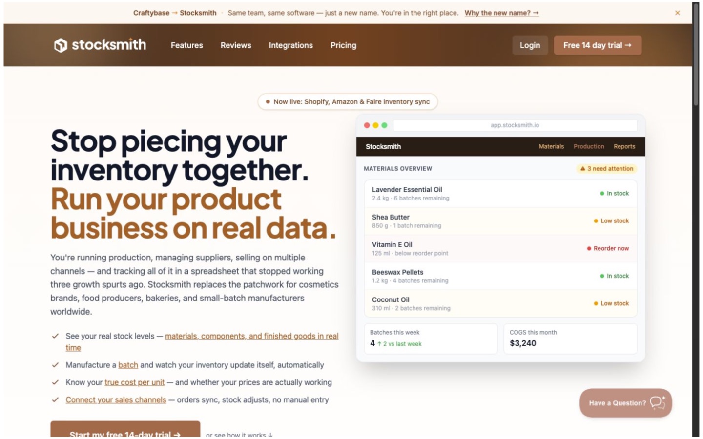 Stocksmith website screenshot