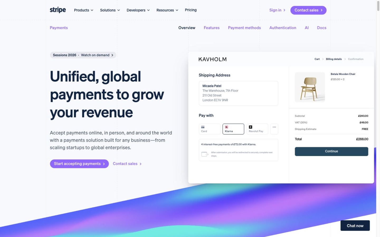 Stripe Payments website screenshot