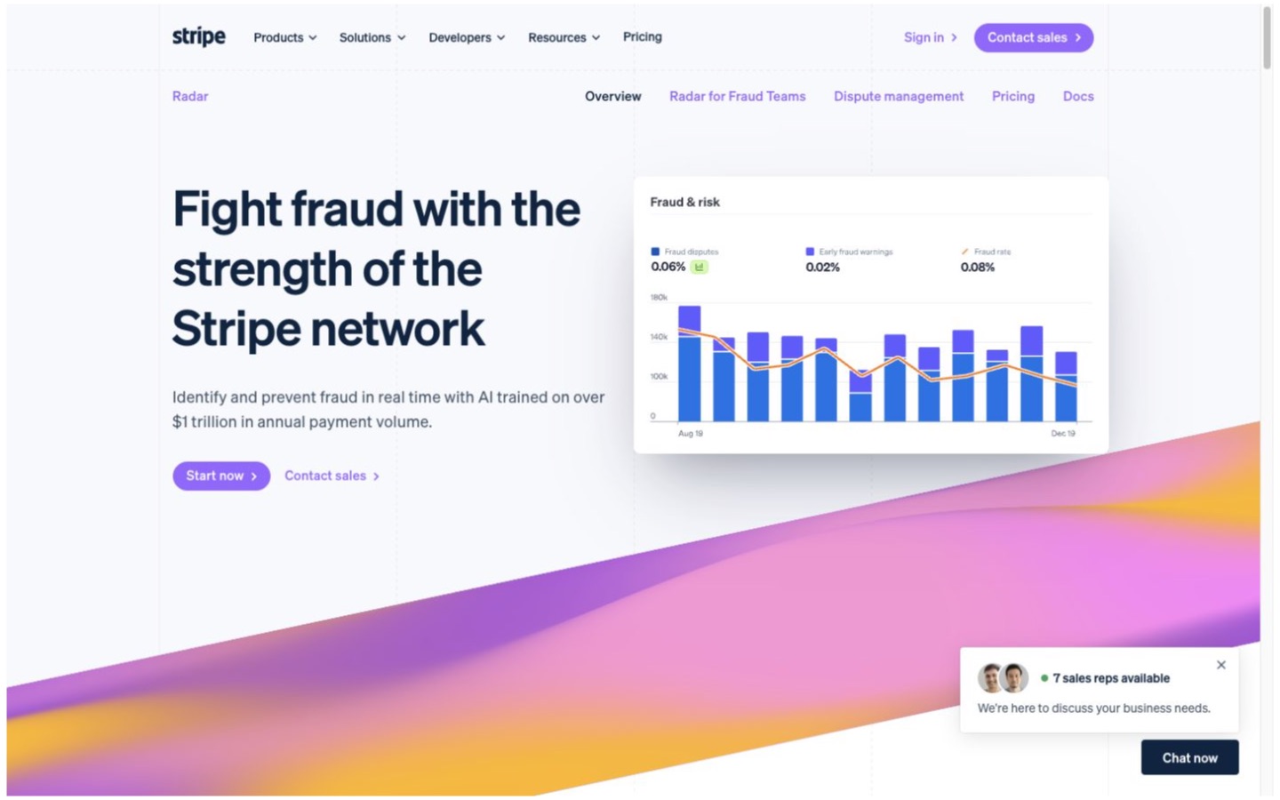 Stripe Radar website screenshot
