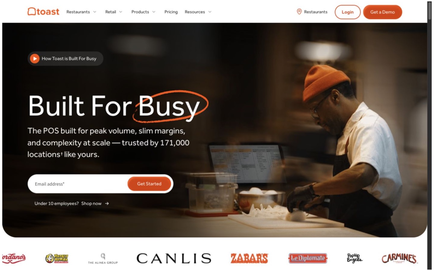 Toast website screenshot
