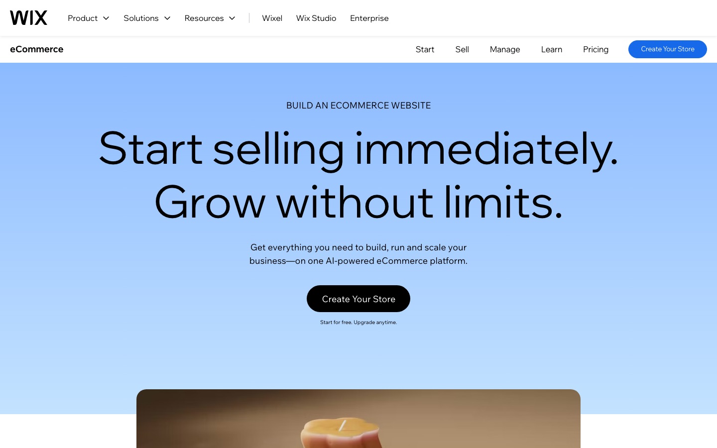 Wix eCommerce website screenshot