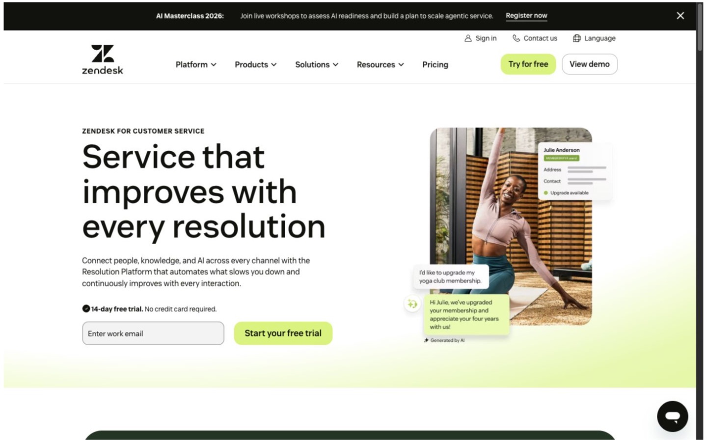 Zendesk Suite website screenshot