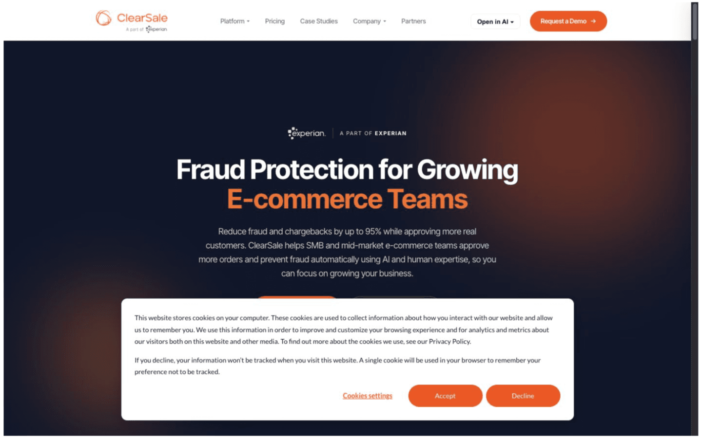 ClearSale website screenshot