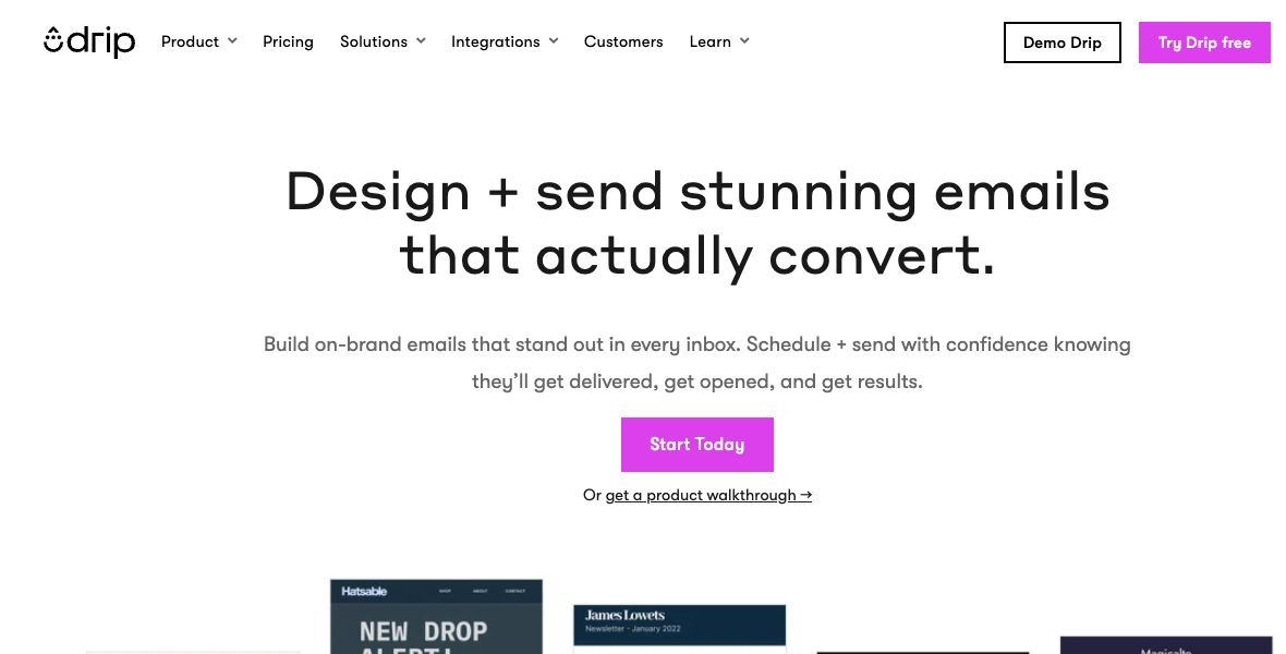 Drip website screenshot