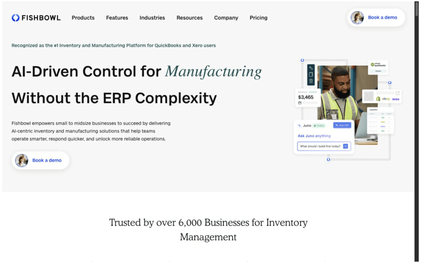 Fishbowl Inventory website screenshot