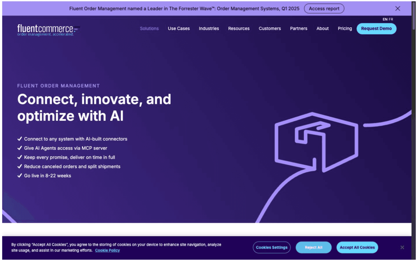 Fluent Order Management website screenshot