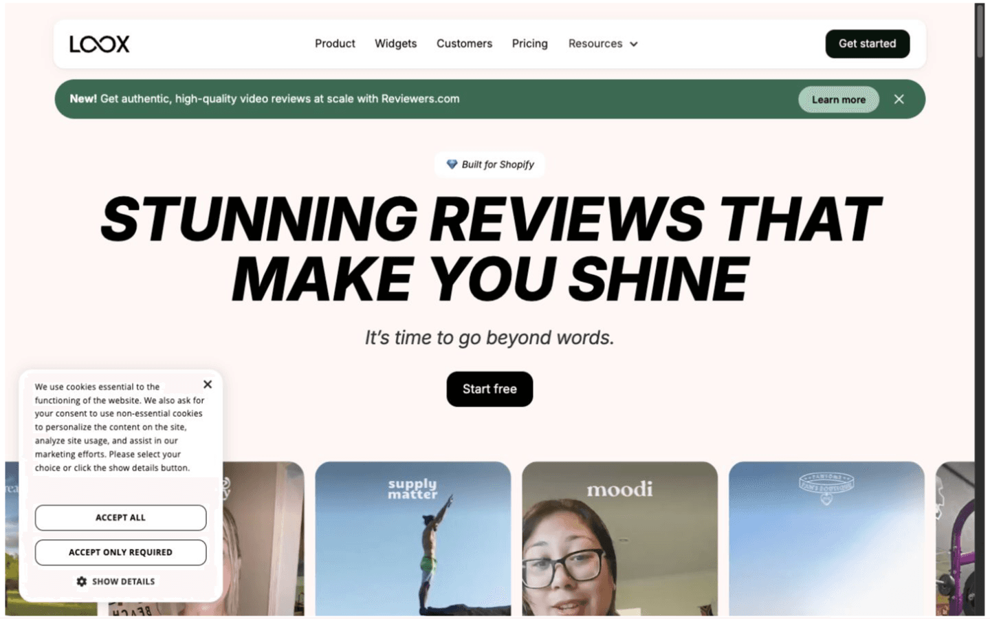 Loox website screenshot