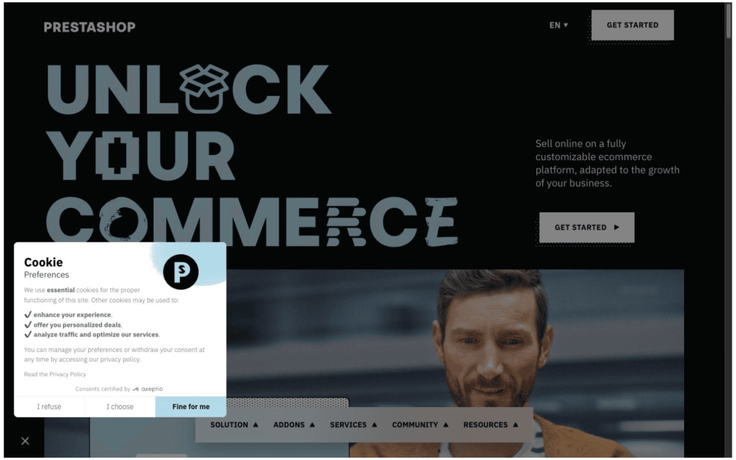 PrestaShop website screenshot
