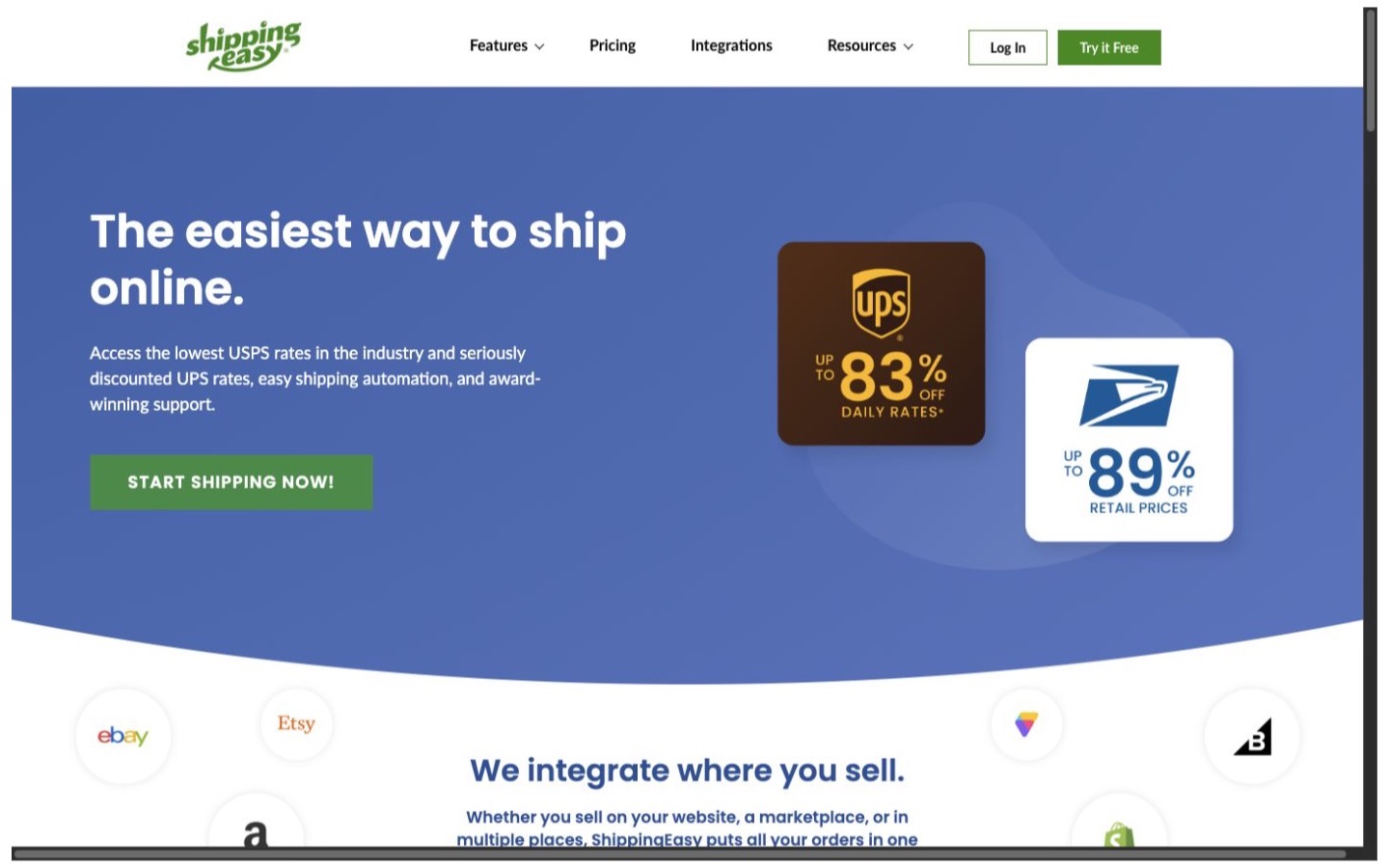 ShippingEasy website screenshot
