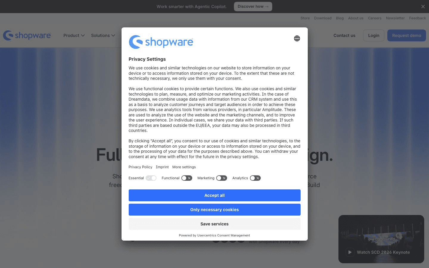 Shopware website screenshot