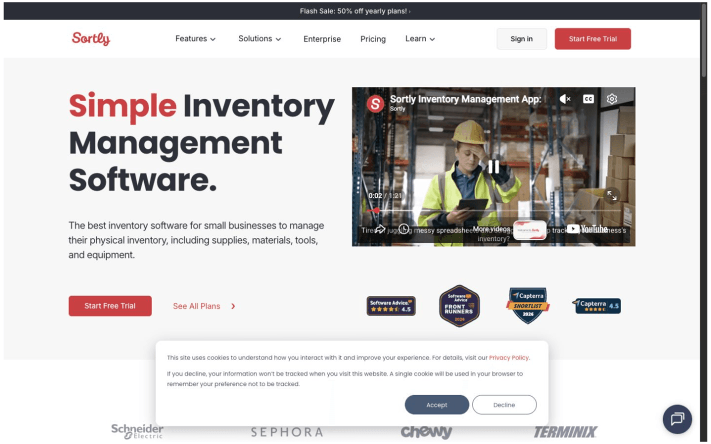 Sortly website screenshot
