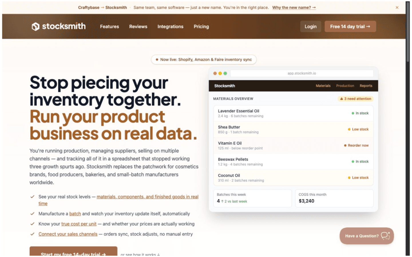Stocksmith website screenshot