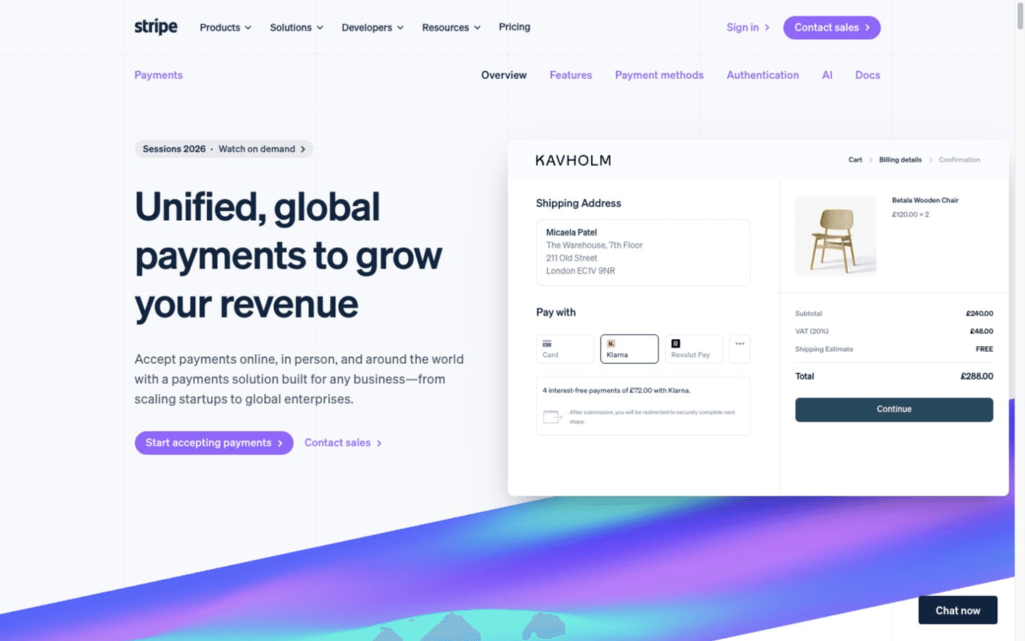 Stripe Payments website screenshot
