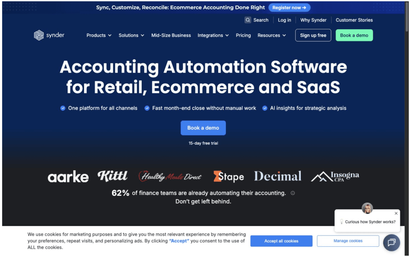 Synder website screenshot