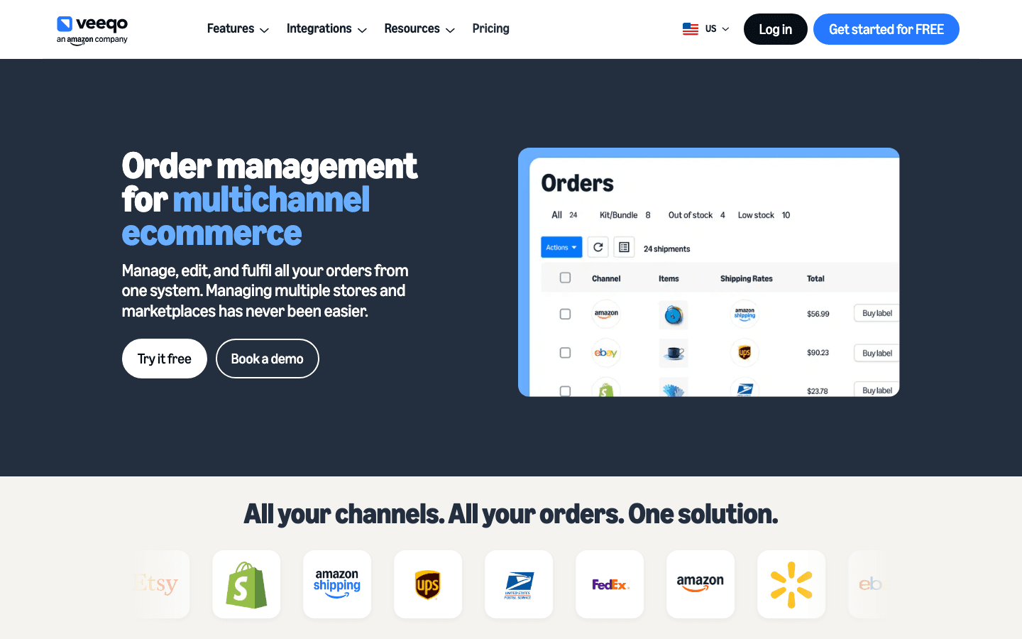 Veeqo website screenshot