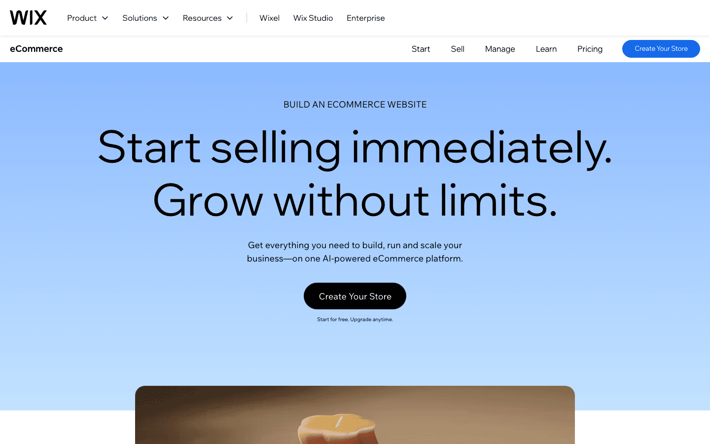 Wix eCommerce website screenshot