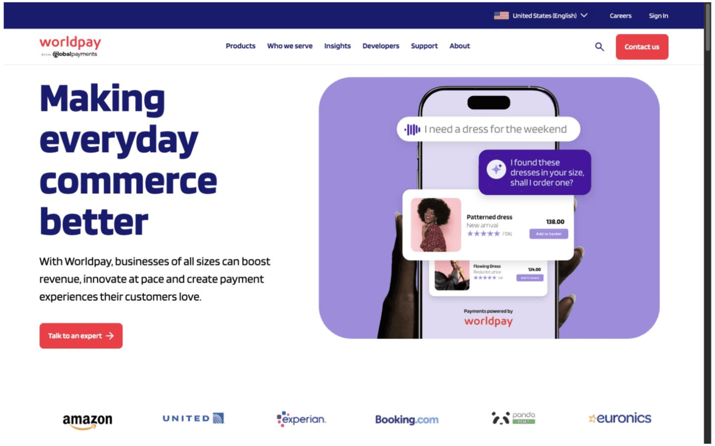 Worldpay website screenshot