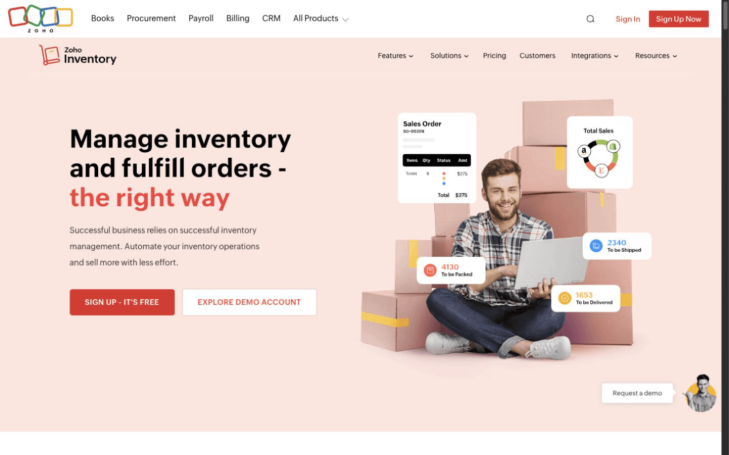 Zoho Inventory website screenshot